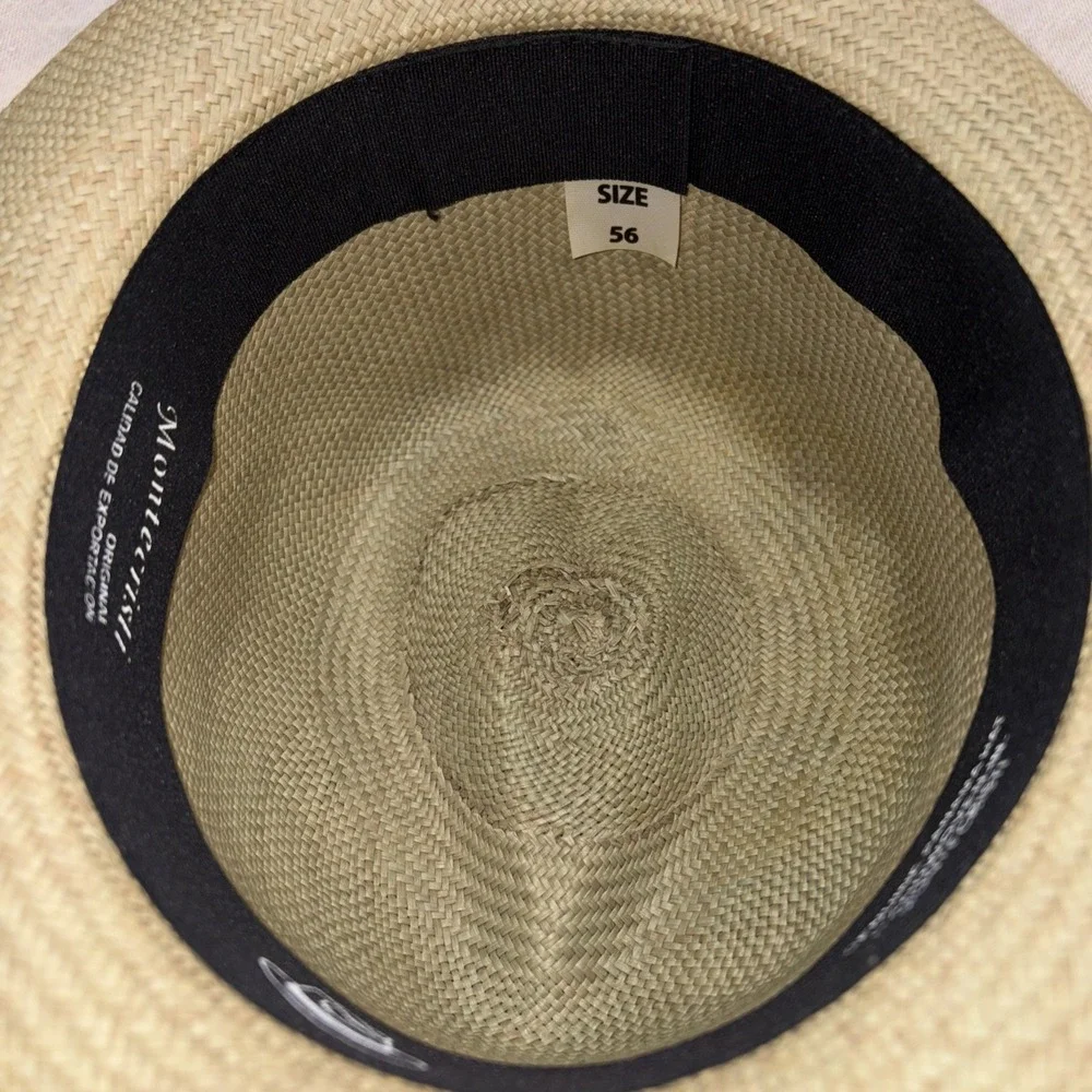 Genuine Montecristi Fedora Hat Size 56 Avocado Green Straw Ecuador Panama UNESCO